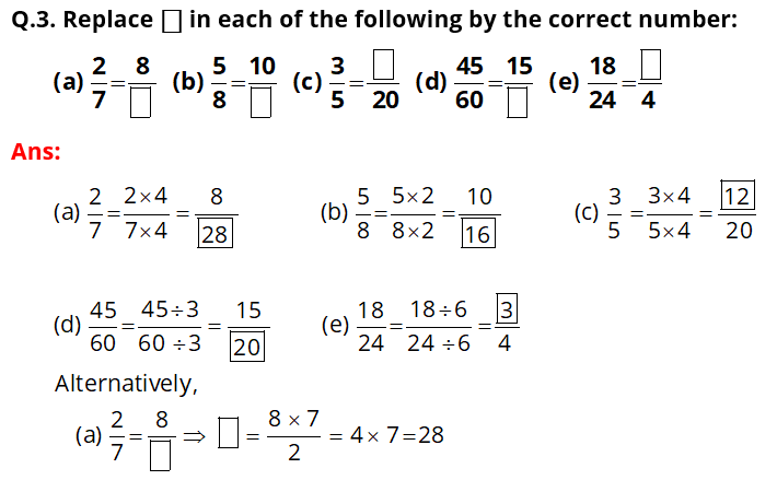 NCERT Solutions for Class 6 Maths, Chapter 7, Fractions, Exercise 7.3 q. 3