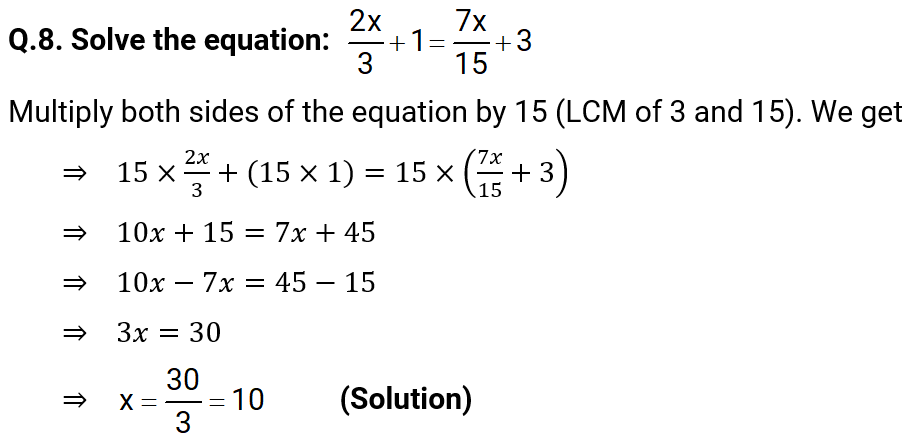 NCERT Solution For Class 8, Maths, Linear Equations In One Variable, Exercise 2.3