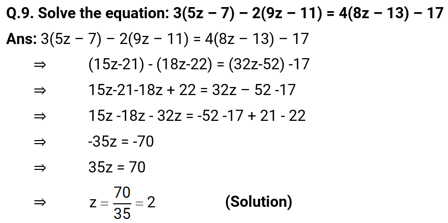NCERT Solution For Class 8, Maths, Linear Equations In One Variable, Exercise 2.5