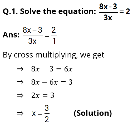 NCERT Solution For Class 8, Maths, Linear Equations In One Variable, Exercise 2.6