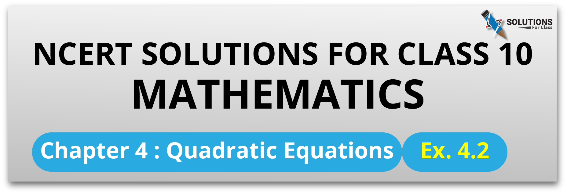 NCERT Solution For Class 10, Maths, Quadratic Equations, Exercise 4.2