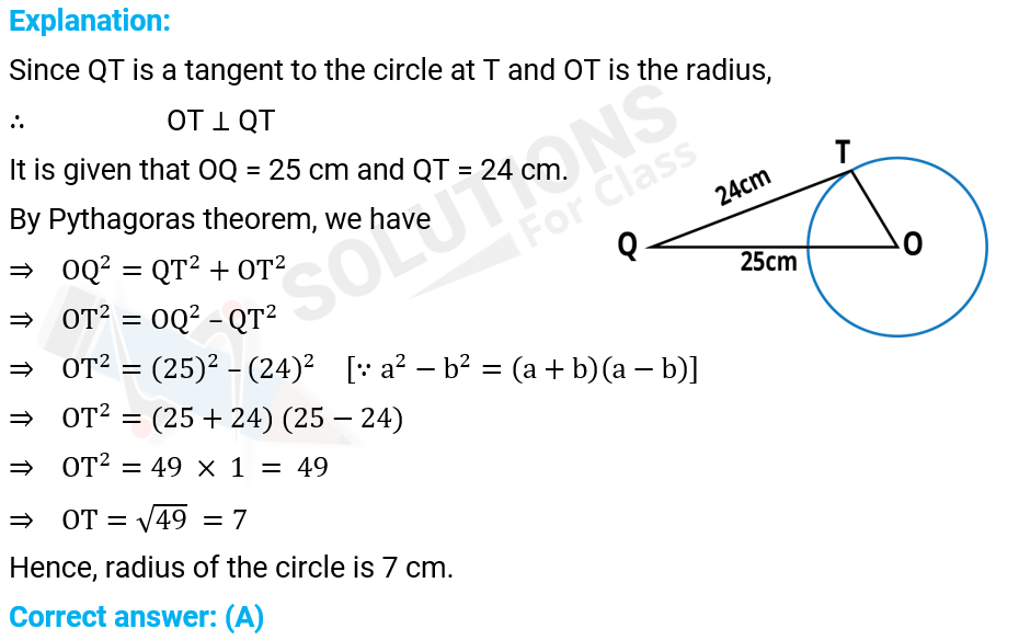 NCERT Solutions For Class 10, Maths, Chapter 10, Circle, Exercise 10.2 Q. 1