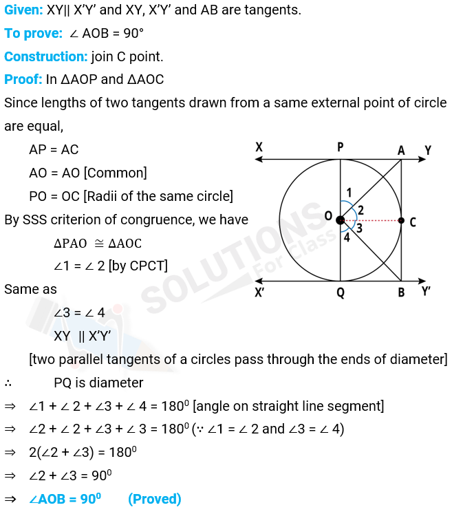 NCERT Solutions For Class 10, Maths, Chapter 10, Circle, Exercise 10.2 Q. 9