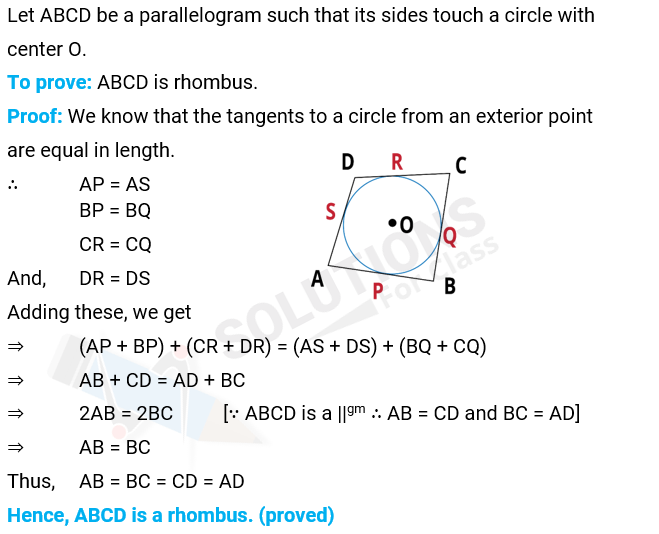 NCERT Solutions For Class 10, Maths, Chapter 10, Circle, Exercise 10.2 Q. 11