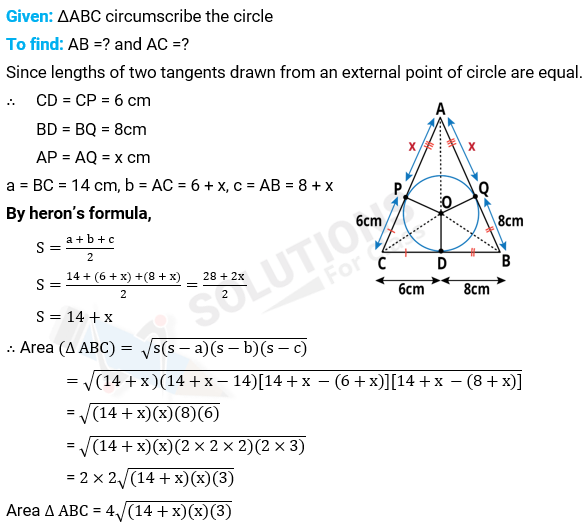 NCERT Solutions For Class 10, Maths, Chapter 10, Circle, Exercise 10.2 Q. 12 (i)
