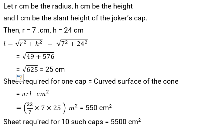 NCERT Solution For Class 9, Maths, Chapter 13, Surface Areas And Volumes, Exercise 13.3 Q. 7