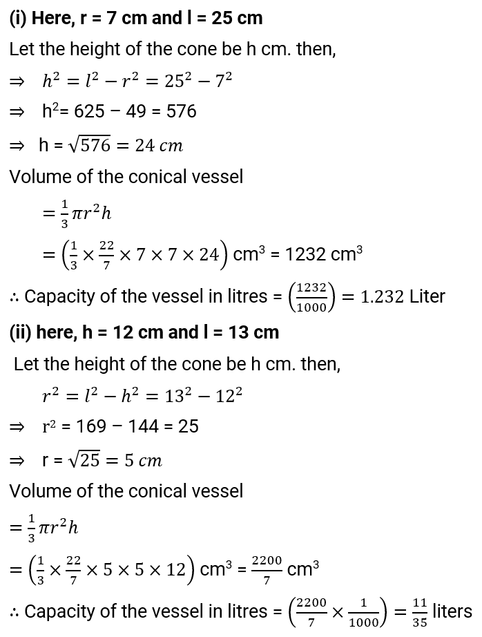 NCERT Solution For Class 9, Maths, Chapter 13, Surface Areas And Volumes, Exercise 13.7 Q.2