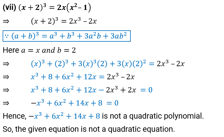 NCERT Solution For Class 10, Maths, Quadratic Equations, Exercise 4.1 Q.1 (vii)