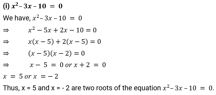 NCERT Solution For Class 10, Maths, Quadratic Equations, Exercise 4.2 Q.1 (i)