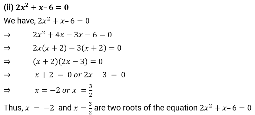 NCERT Solution For Class 10, Maths, Quadratic Equations, Exercise 4.2 Q.1 (ii)
