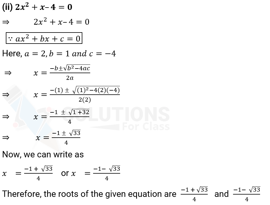 NCERT Solution For Class 10, Maths, Quadratic Equations, Exercise 4.3 Q.2 (ii)