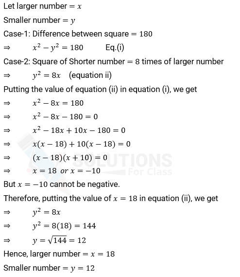 NCERT Solution For Class 10, Maths, Quadratic Equations, Exercise 4.3 Q.7