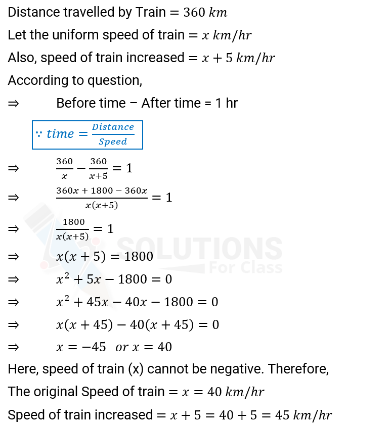 NCERT Solution For Class 10, Maths, Quadratic Equations, Exercise 4.3 Q.8