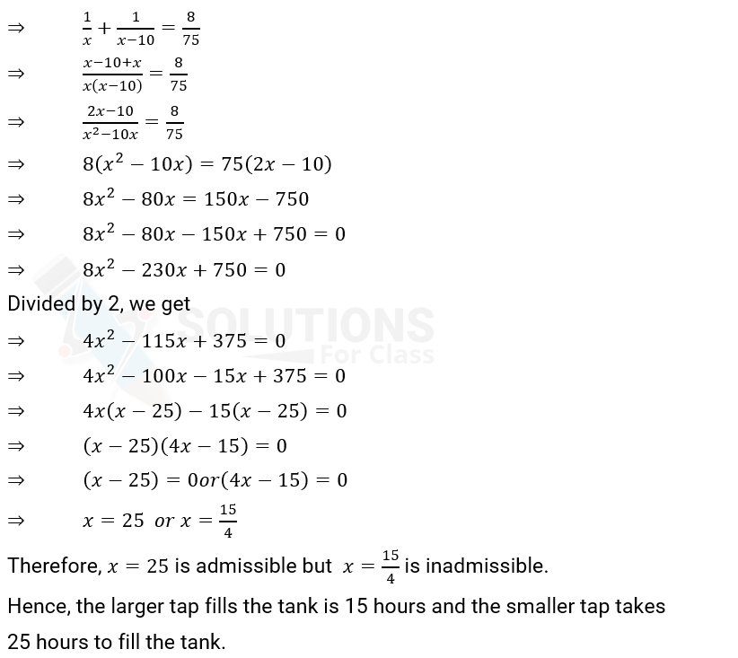 NCERT Solution For Class 10, Maths, Quadratic Equations, Exercise 4.3 Q.9