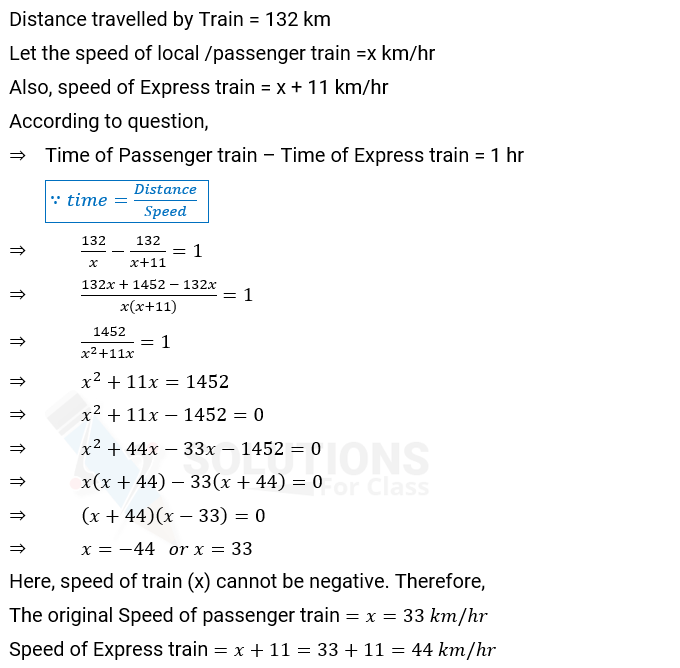 NCERT Solution For Class 10, Maths, Quadratic Equations, Exercise 4.3 Q.10