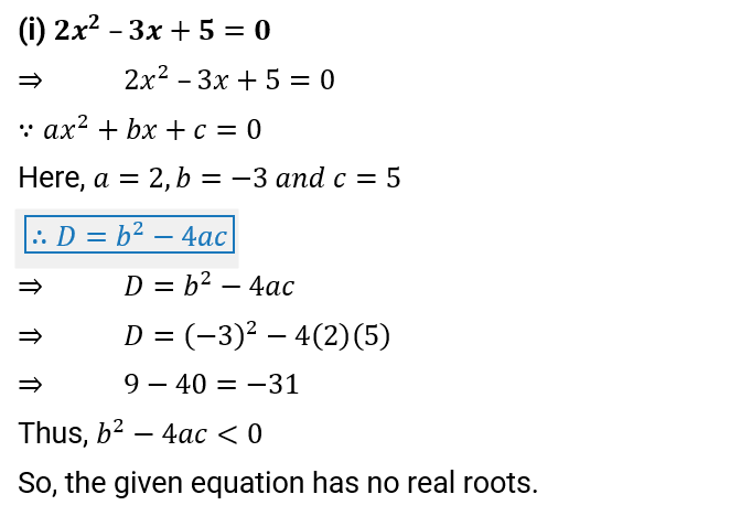 NCERT Solution For Class 10, Maths, Quadratic Equations, Exercise 4.4 Q.1 (i)