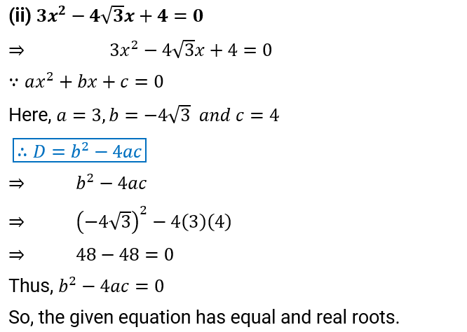 NCERT Solution For Class 10, Maths, Quadratic Equations, Exercise 4.4 Q.1 (ii)
