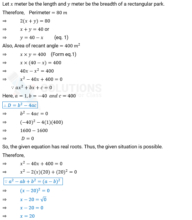 NCERT Solution For Class 10, Maths, Quadratic Equations, Exercise 4.4 Q.5