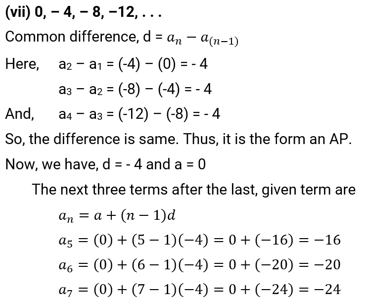 NCERT Solution For Class 10, Maths, Chapter 5 Arithmetic Progressions, Exercise 5.1 Q.4 (vii)