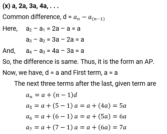 NCERT Solution For Class 10, Maths, Chapter 5 Arithmetic Progressions, Exercise 5.1 Q.4 (x)