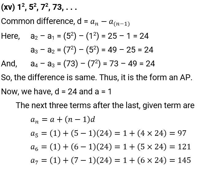 NCERT Solution For Class 10, Maths, Chapter 5 Arithmetic Progressions, Exercise 5.1 Q.4 (xv)