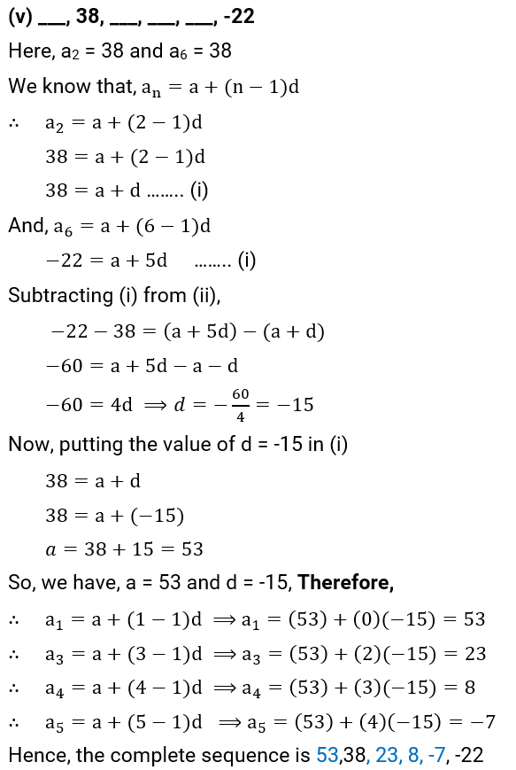 NCERT Solution For Class 10, Maths, Chapter 5 Arithmetic Progressions, Exercise 5.2 Q.3 (v)