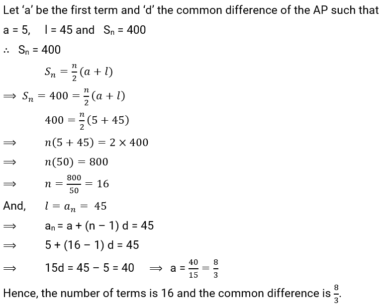 NCERT Solution For Class 10, Maths, Chapter 5 Arithmetic Progressions, Exercise 5.3  Q.5