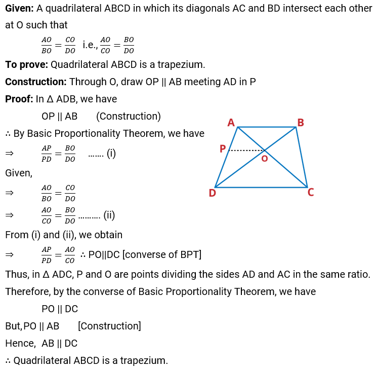 NCERT Solution For Class 10, Maths, Chapter 6 Triangles, Exercise 6.2 q. 10