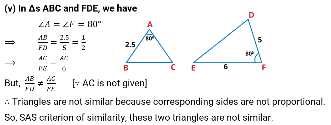NCERT Solution For Class 10, Maths, Chapter 6 Triangles, Exercise 6.3 q.1 (v)