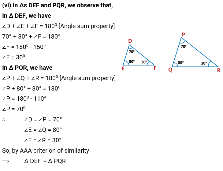 NCERT Solution For Class 10, Maths, Chapter 6 Triangles, Exercise 6.3 q.1 (vi)