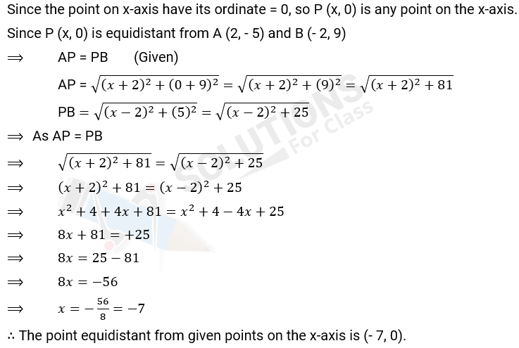 NCERT Solution For Class 10, Maths, Chapter 7 Coordinate Geometry, Exercise 7.1 q.7