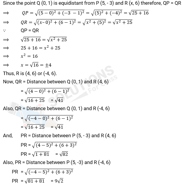 NCERT Solution For Class 10, Maths, Chapter 7 Coordinate Geometry, Exercise 7.1 q.9
