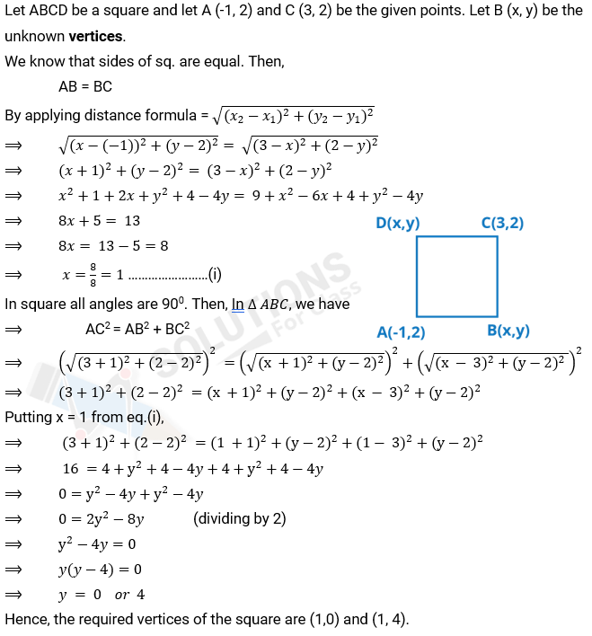 NCERT Solution For Class 10, Maths, Chapter 7 Coordinate Geometry, Exercise 7.4 q.4