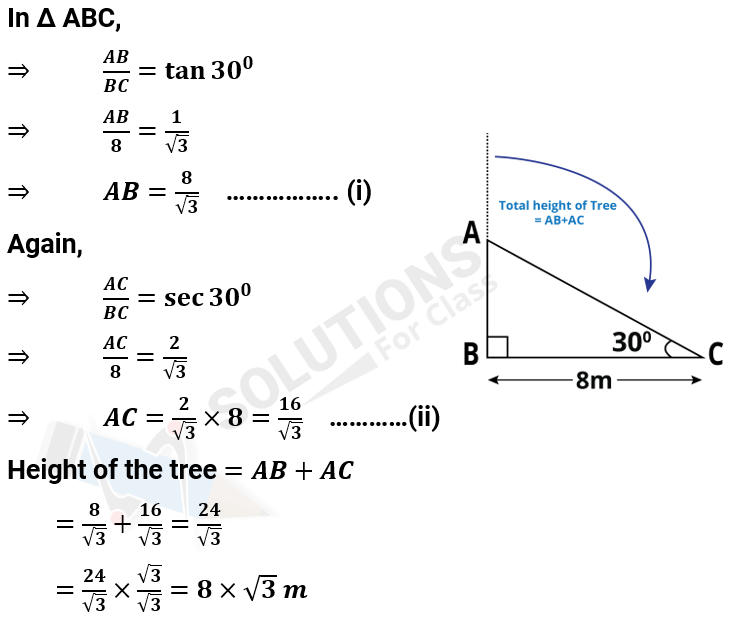 NCERT Solutions For Class 10, Maths, Chapter 9, Applications Of Trigonometry, Exercise 9.1 Q. 2