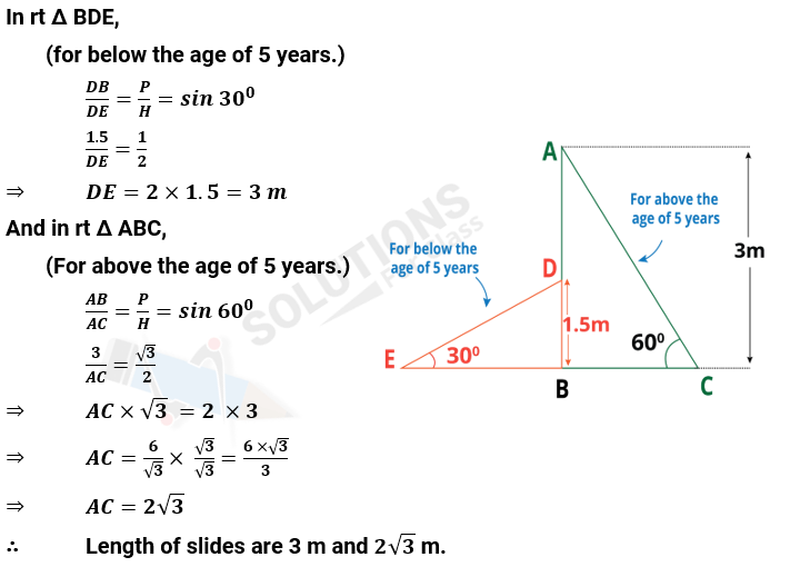 NCERT Solutions For Class 10, Maths, Chapter 9, Applications Of Trigonometry, Exercise 9.1 Q. 3