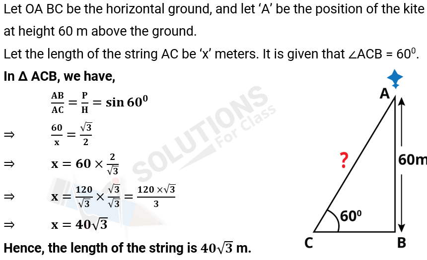 NCERT Solutions For Class 10, Maths, Chapter 9, Applications Of Trigonometry, Exercise 9.1 Q. 5