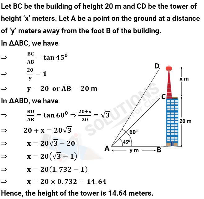 NCERT Solutions For Class 10, Maths, Chapter 9, Applications Of Trigonometry, Exercise 9.1 Q. 7