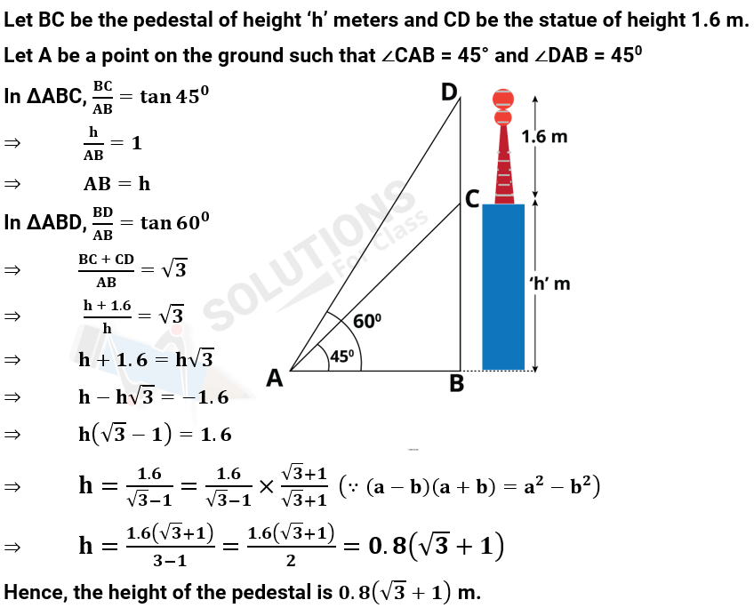 NCERT Solutions For Class 10, Maths, Chapter 9, Applications Of Trigonometry, Exercise 9.1 Q. 8