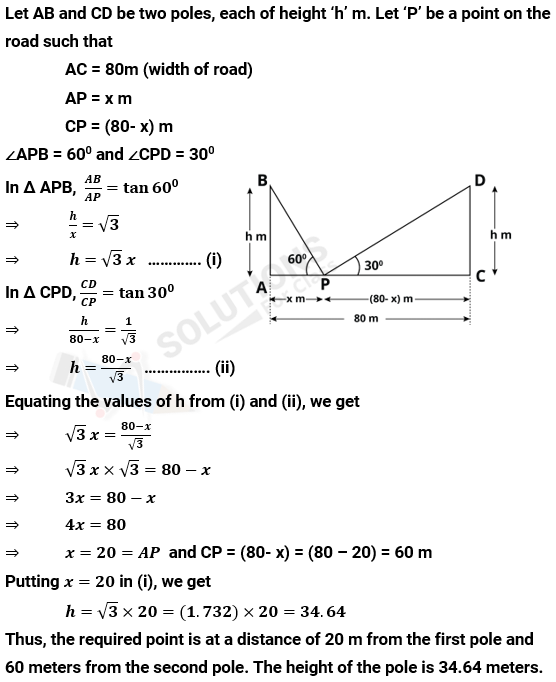 NCERT Solutions For Class 10, Maths, Chapter 9, Applications Of Trigonometry, Exercise 9.1 Q. 10
