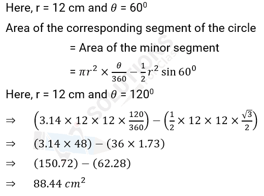 NCERT Solution For Class 10, Maths, Chapter 12, Areas Related To Circles, Ex. 12.2, Q. 7