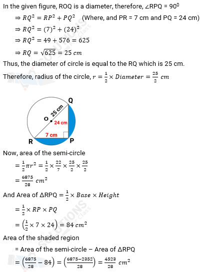 NCERT Solution For Class 10, Maths, Chapter 12, Areas Related To Circles, Ex. 12.3, Q.1