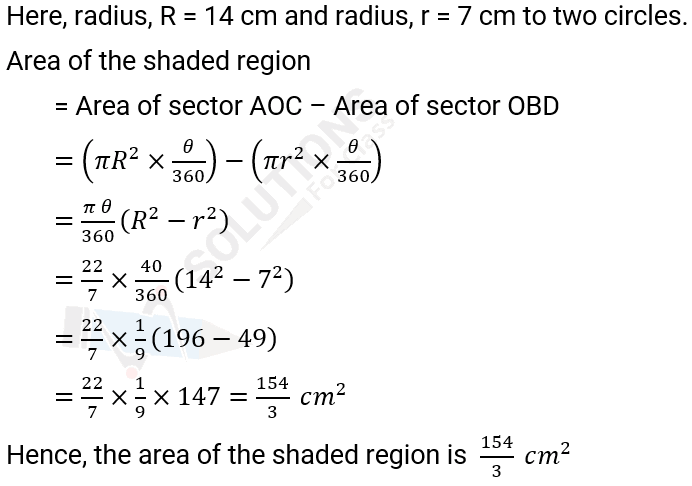 NCERT Solution For Class 10, Maths, Chapter 12, Areas Related To Circles, Ex. 12.3, Q.2