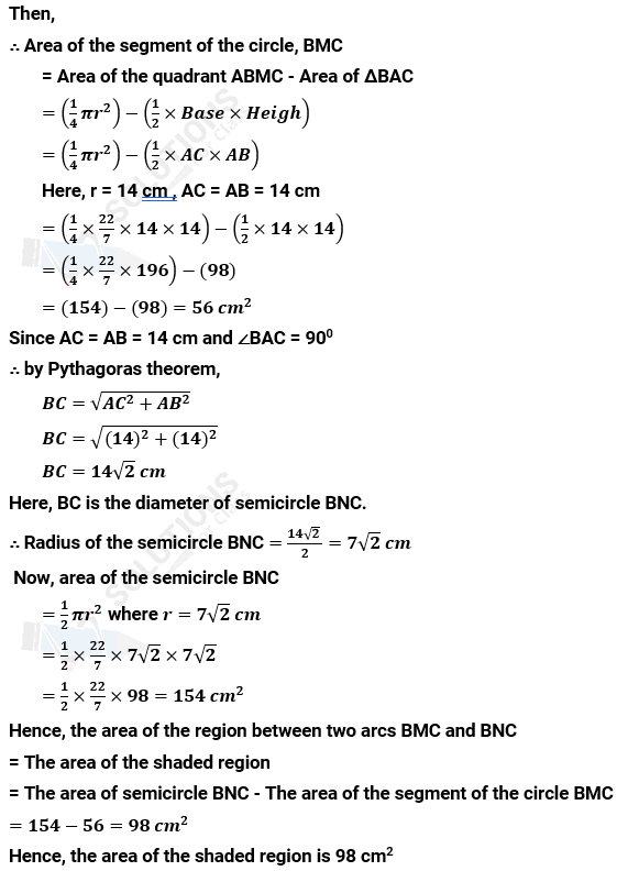 NCERT Solution For Class 10, Maths, Chapter 12, Areas Related To Circles, Ex. 12.3, Q.15