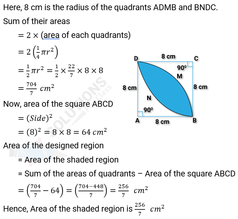 NCERT Solution For Class 10, Maths, Chapter 12, Areas Related To Circles, Ex. 12.3, Q.16