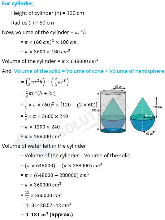 NCERT Solutions For Class 10, Maths, Chapter 13, Surface Areas And Volumes, Exercise 13.2 Q. 7