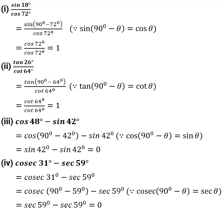 NCERT Solution For Class 10, Maths, Chapter 8, Introduction To Trigonometry, Ex. 8.3, Q. 1