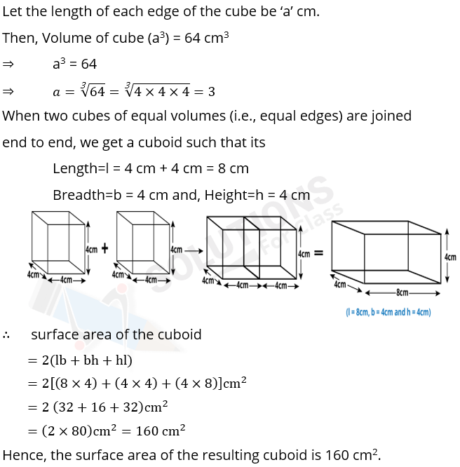 NCERT Solutions For Class 10, Maths, Chapter 13, Surface Areas And Volumes, Exercise 13.1 Q. 1