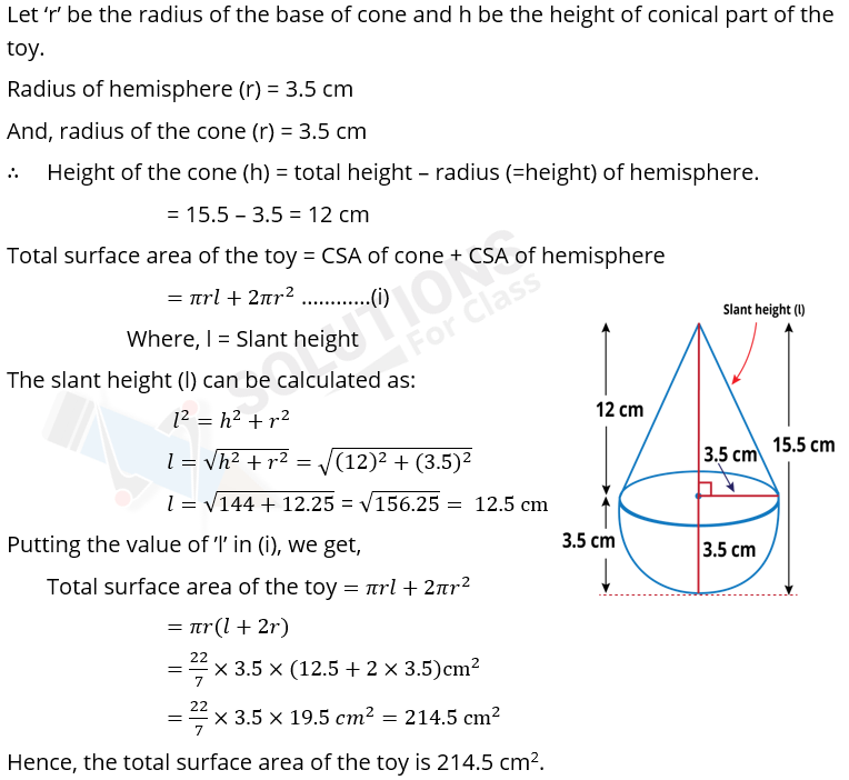 NCERT Solutions For Class 10, Maths, Chapter 13, Surface Areas And Volumes, Exercise 13.1 Q. 3