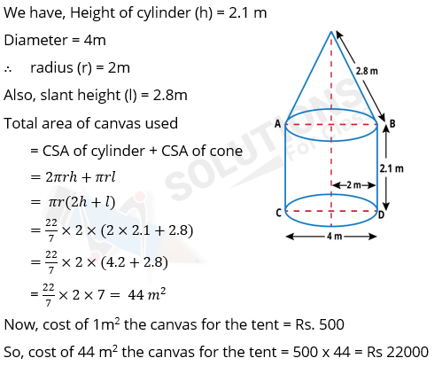NCERT Solutions For Class 10, Maths, Chapter 13, Surface Areas And Volumes, Exercise 13.1 Q. 7