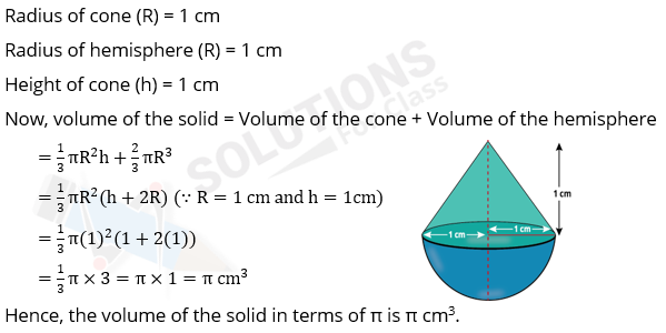 NCERT Solutions For Class 10, Maths, Chapter 13, Surface Areas And Volumes, Exercise 13.2 Q. 1